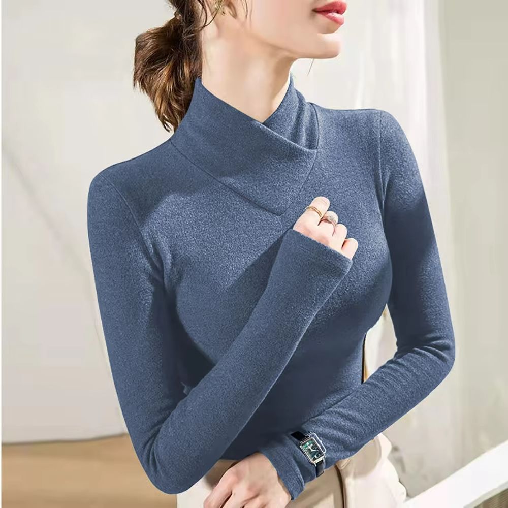 CozyLayer HalfHigh Collar Underlay Top Thick Long Sleeve Thermal Tee 8