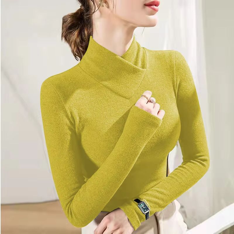 CozyLayer HalfHigh Collar Underlay Top Thick Long Sleeve Thermal Tee 13