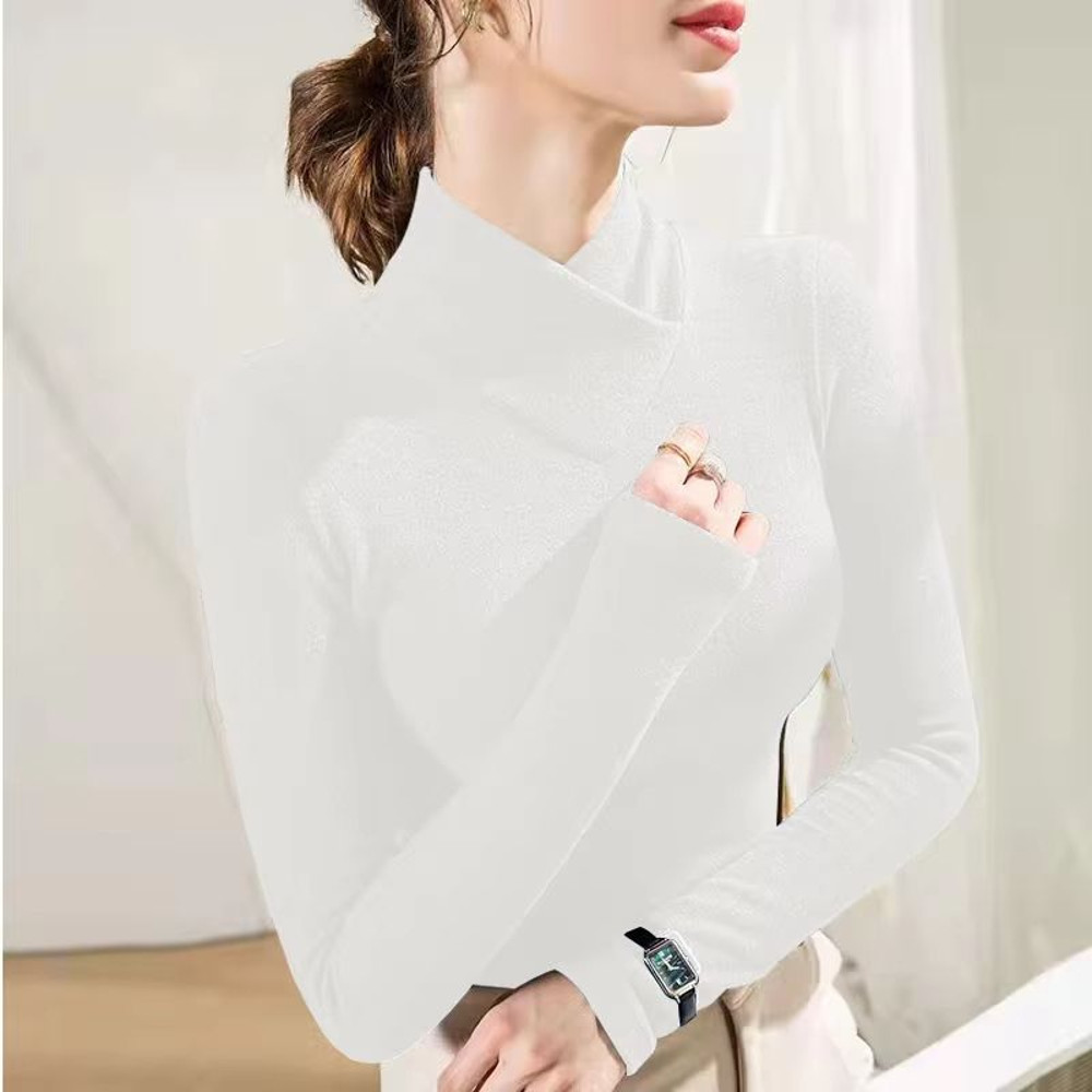 CozyContour HalfHigh Collar Warm LongSleeve Tee 12