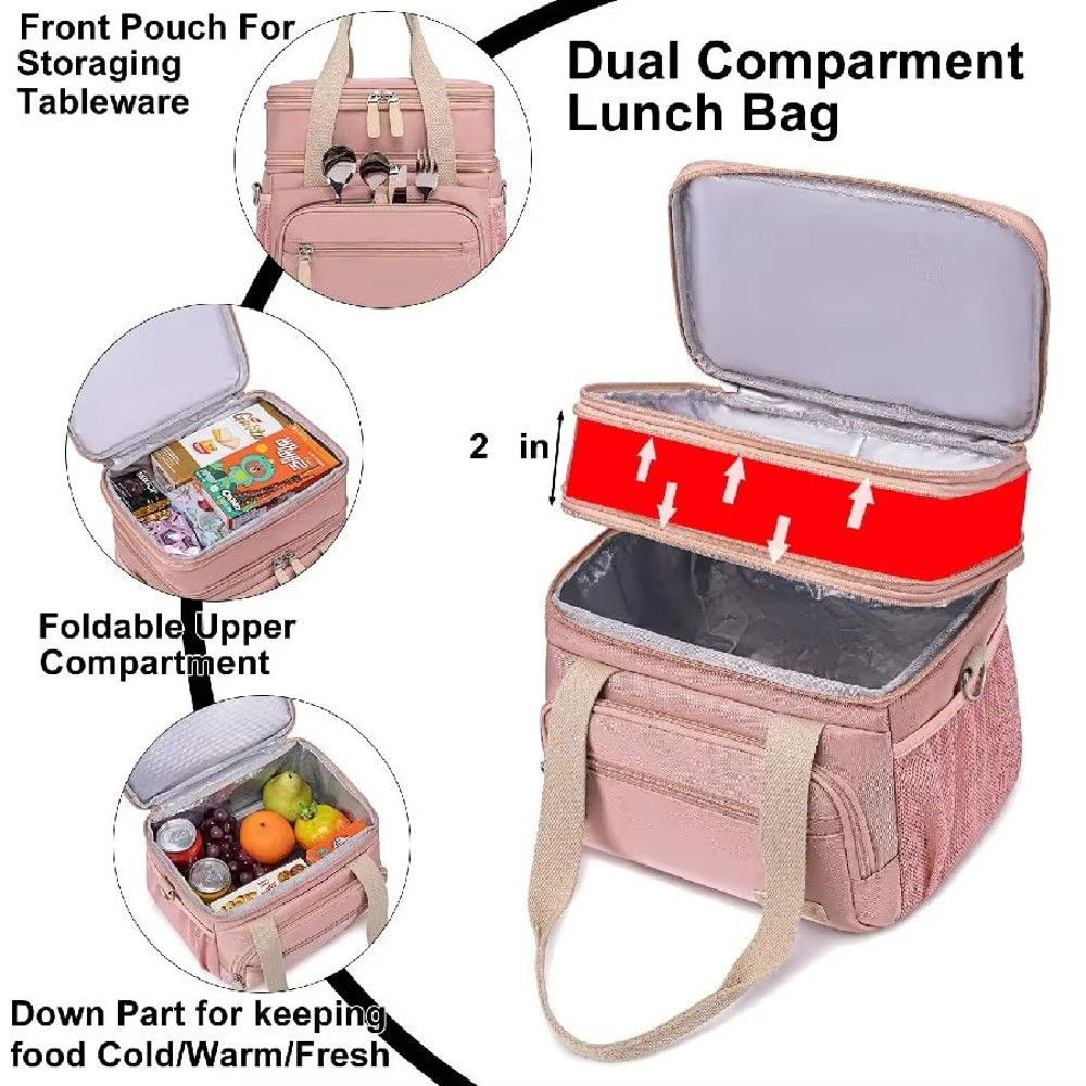 UrbanChic Insulated Lunch Bag Dual Compartment 15 L Cooler For Women 3