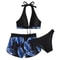 TropiLeaf Halter 3Piece Swimsuit Set HighWaisted Leaf Print Bikini 0