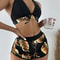 TropiLeaf Halter 3Piece Swimsuit Set HighWaisted Leaf Print Bikini 7