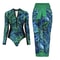 Womens Long Sleeve One Piece Swimsuit With Wrap Skirt Vintage Print Surfing Bathing Suit 11