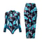Womens Long Sleeve One Piece Swimsuit With Wrap Skirt Vintage Print Surfing Bathing Suit 4