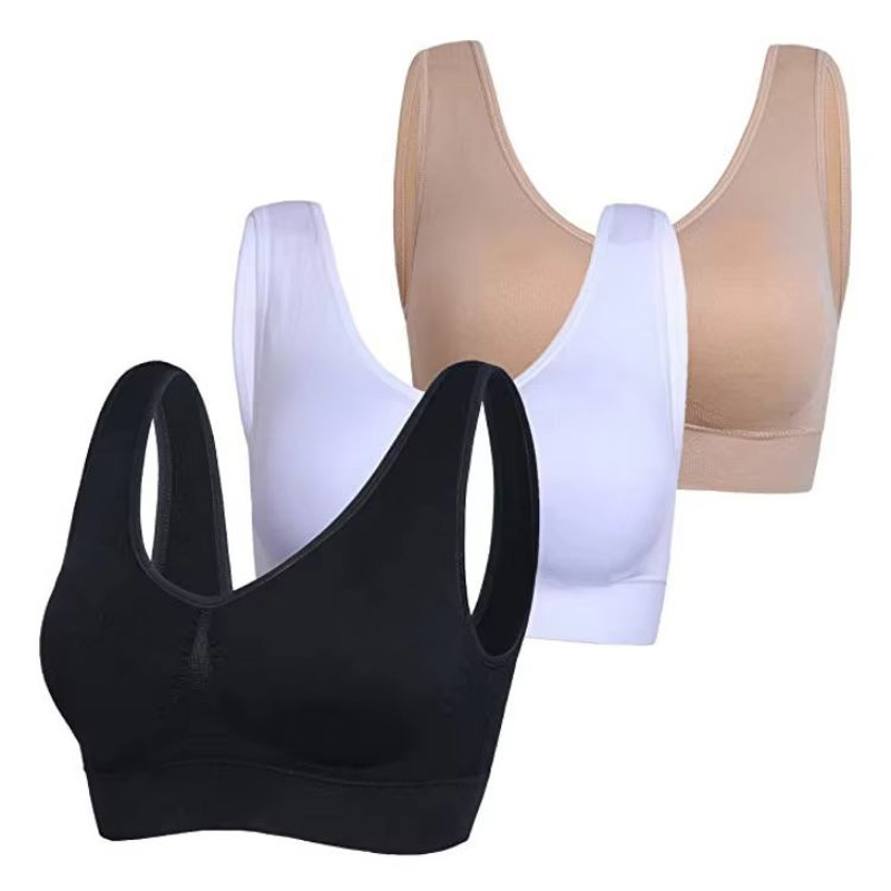 3 Pack Womens Seamless Sports Bra With Removable Pads Wireless Push Up Yoga And Fitness Bra Plus Si 0