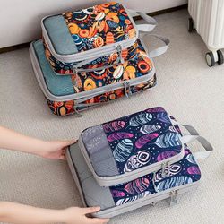 4 piece compression packing cubes set large capacity foldable expandable travel storage bags