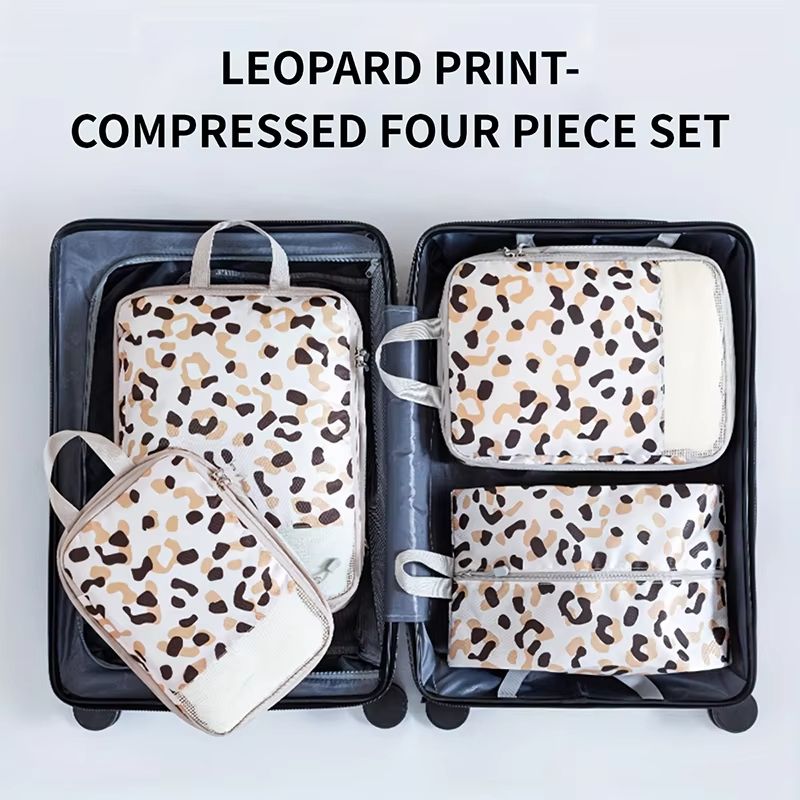 4 Piece Compression Packing Cubes Set Large Capacity Foldable Expandable Travel Storage Bags 9
