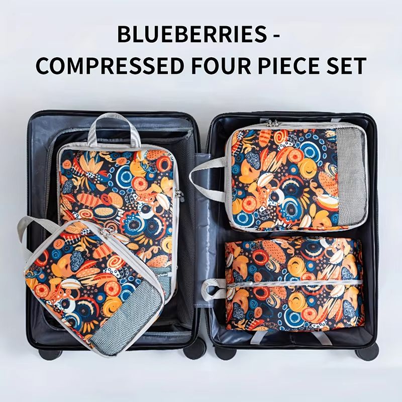 4 Piece Compression Packing Cubes Set Large Capacity Foldable Expandable Travel Storage Bags 10