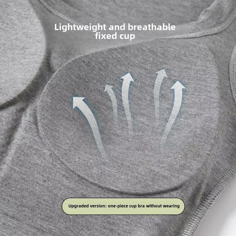 Seamless BuiltIn Bra Tank Top For Women Breathable Summer Workout Vest Sleeveless Shirt 1