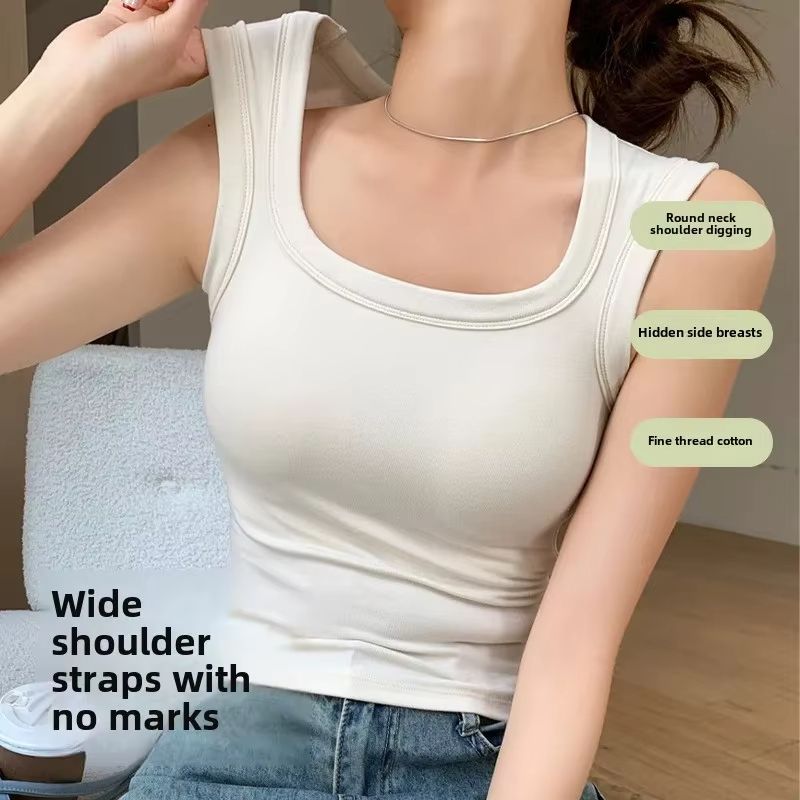 Seamless BuiltIn Bra Tank Top For Women Breathable Summer Workout Vest Sleeveless Shirt 2