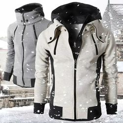 urban slim-fit fleece bomber jacket with scarf-style stand collar