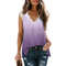 Womens Gradient Print VNeck Sleeveless Top With Lace Patchwork Casual Summer TShirt 1