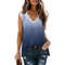 Womens Gradient Print VNeck Sleeveless Top With Lace Patchwork Casual Summer TShirt 3