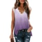 Womens Gradient Print VNeck Sleeveless Top With Lace Patchwork Casual Summer TShirt 9