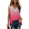 Womens Gradient Print VNeck Sleeveless Top With Lace Patchwork Casual Summer TShirt 10