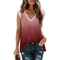 Womens Gradient Print VNeck Sleeveless Top With Lace Patchwork Casual Summer TShirt 13