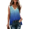 Womens Gradient Print VNeck Sleeveless Top With Lace Patchwork Casual Summer TShirt 4