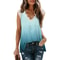 Womens Gradient Print VNeck Sleeveless Top With Lace Patchwork Casual Summer TShirt 5