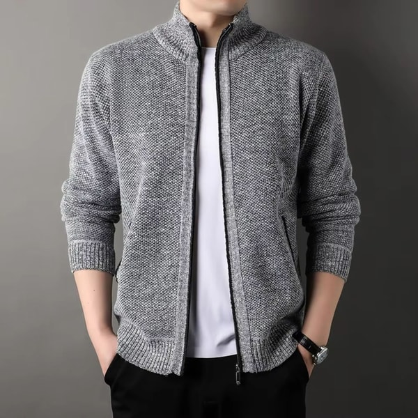 UrbanEdge Mens StandUp Collar Knit Cardigan Slim Fit Winter Sweater Jacket 2