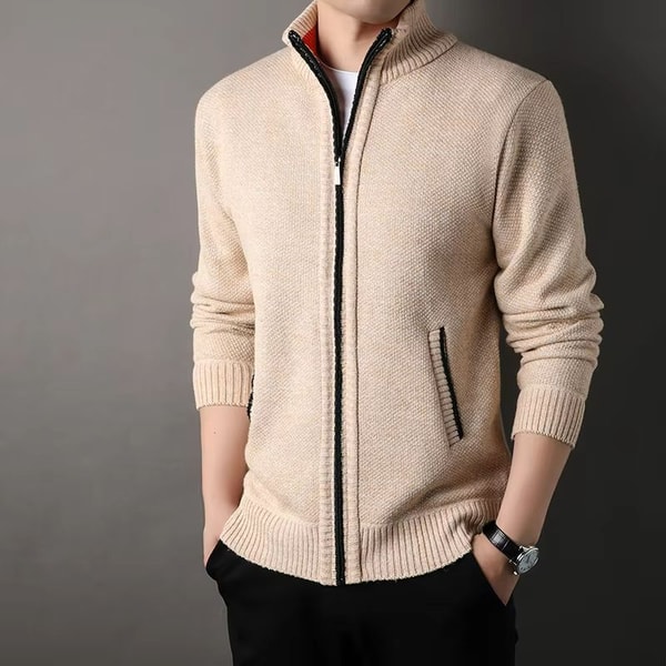 UrbanEdge Mens StandUp Collar Knit Cardigan Slim Fit Winter Sweater Jacket 9