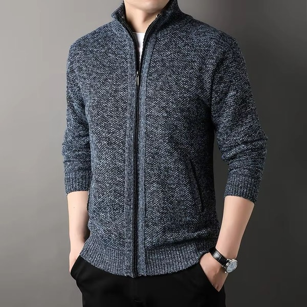 UrbanEdge Mens StandUp Collar Knit Cardigan Slim Fit Winter Sweater Jacket 10