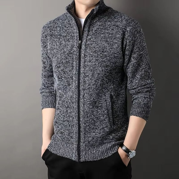 UrbanEdge Mens StandUp Collar Knit Cardigan Slim Fit Winter Sweater Jacket 6