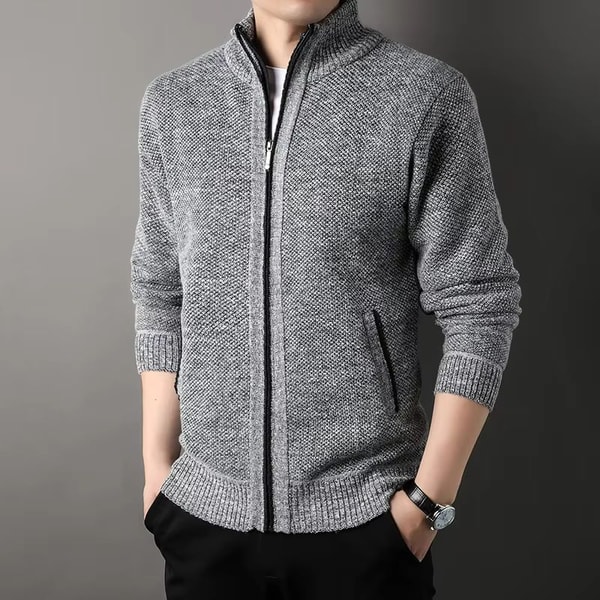UrbanEdge Mens StandUp Collar Knit Cardigan Slim Fit Winter Sweater Jacket 8