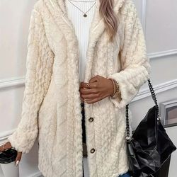 cozychic women's plush winter jacket – thickened solid color button casual coat