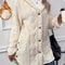CozyChic Womens Plush Winter Jacket Thickened Solid Color Button Casual Coat 1