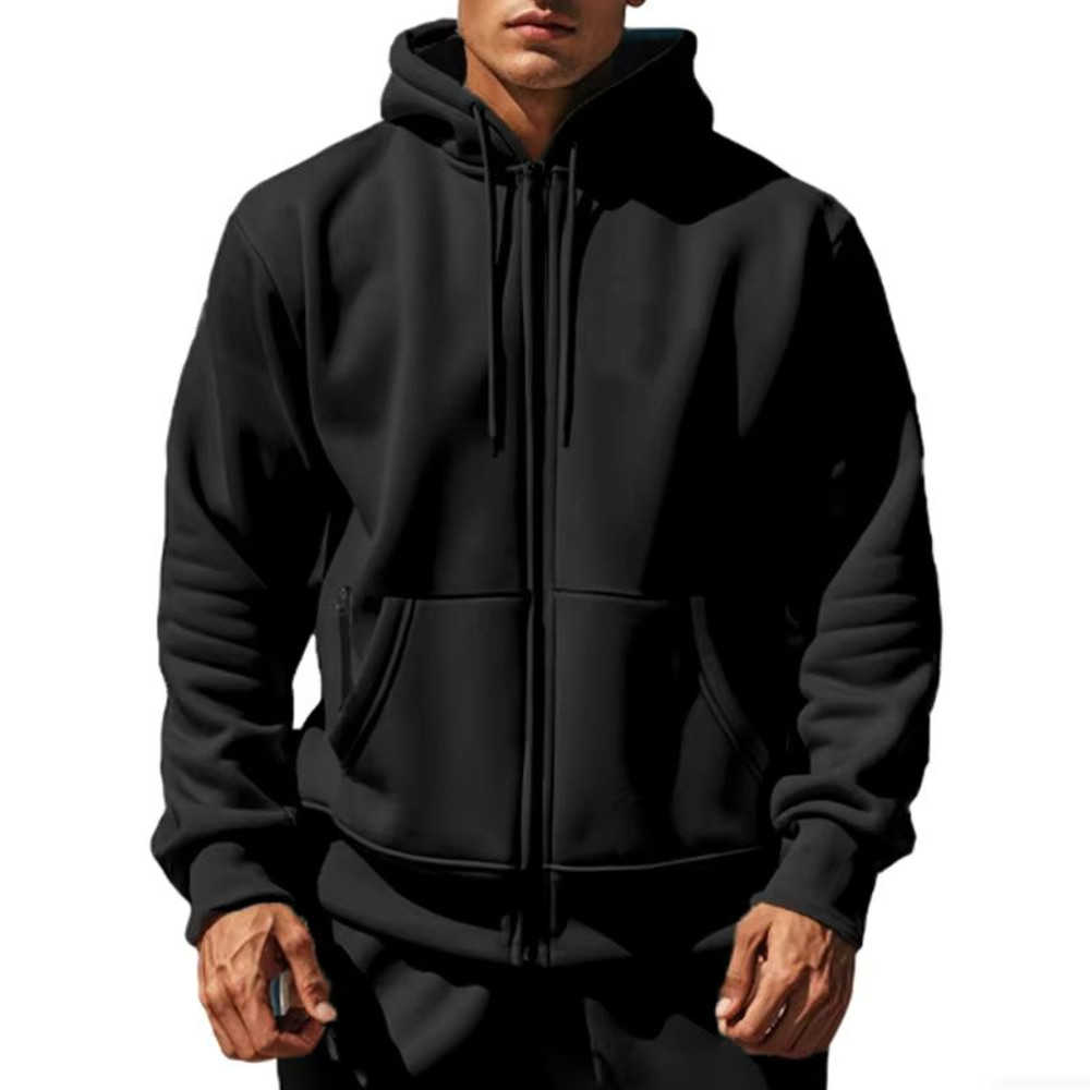 Mens Thick Hooded ZipUp Sweatshirt Warm Comfortable And Sporty For Autumn Winter 7