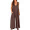 Summer V Neck Wide Leg Jumpsuit Loose Backless Sleeveless Overalls With Pockets 4