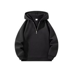 mens half-zip hoodie – solid color long sleeve pullover for autumn & casual sportswear