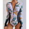 Womens Long Sleeve Zipper OnePiece Swimsuit Summer Print Surf Swimwear For Beach And Water Sports 9