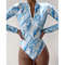 Womens Long Sleeve Zipper OnePiece Swimsuit Summer Print Surf Swimwear For Beach And Water Sports 2