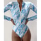 Womens Long Sleeve Zipper OnePiece Swimsuit Summer Print Surf Swimwear For Beach And Water Sports 2