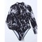 Womens Long Sleeve Zipper OnePiece Swimsuit Summer Print Surf Swimwear For Beach And Water Sports 3