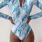 Womens Long Sleeve Zipper OnePiece Swimsuit Summer Print Surf Swimwear For Beach And Water Sports 8