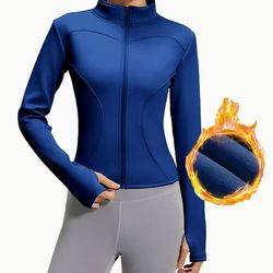 aiithuug slim-fit winter fleece running jacket