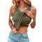 Ribbed Knit Tank Top With BuiltIn Bra Casual Sleeveless Crew Neck Summer Vest 0