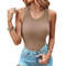 Ribbed Knit Tank Top With BuiltIn Bra Casual Sleeveless Crew Neck Summer Vest 4