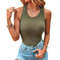 Ribbed Knit Tank Top With BuiltIn Bra Casual Sleeveless Crew Neck Summer Vest 7