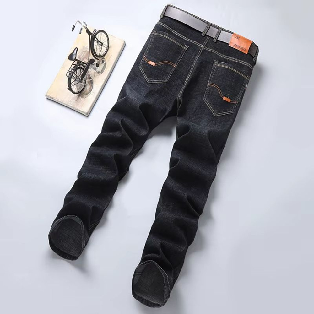 Mens Light Luxury Stretch Slim Fit Pants Soft Business Casual Denim Trousers 4