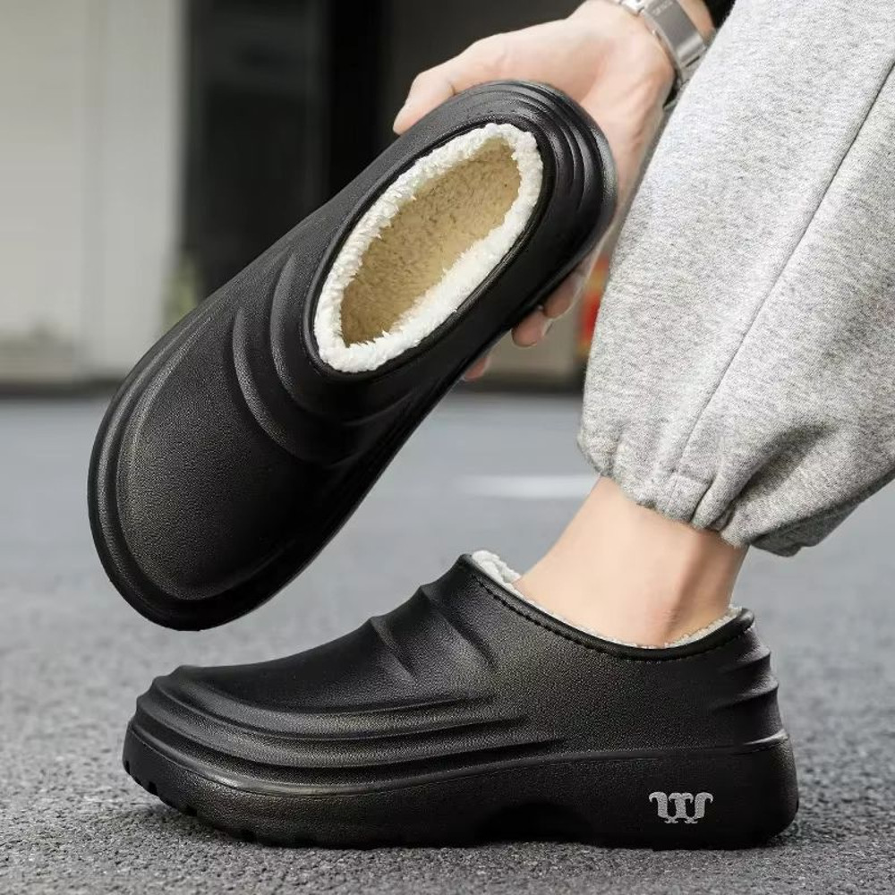 Mens Waterproof Winter Cotton Slippers Warm SlipOn Indoor Outdoor Comfort 2
