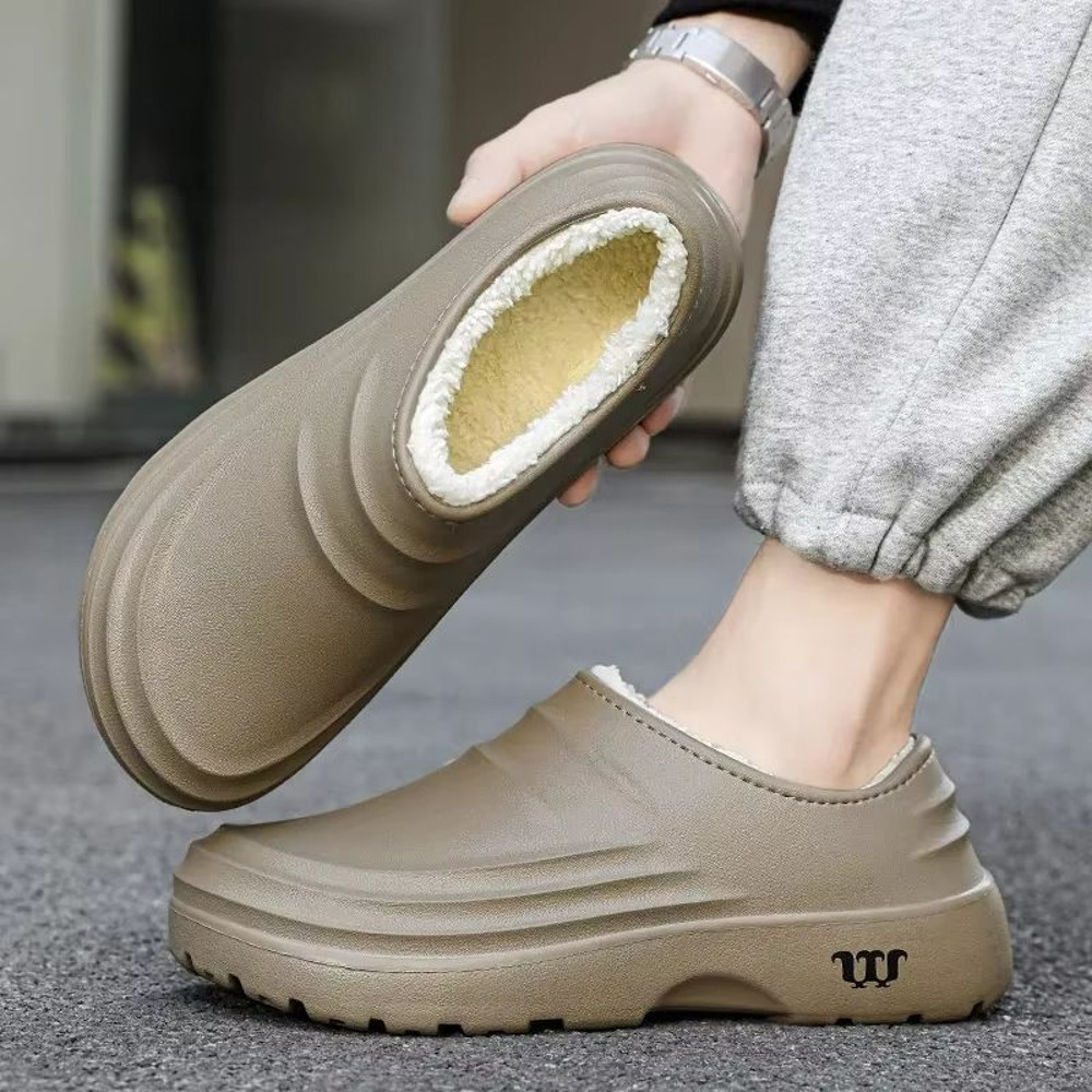 Mens Waterproof Winter Cotton Slippers Warm SlipOn Indoor Outdoor Comfort 3