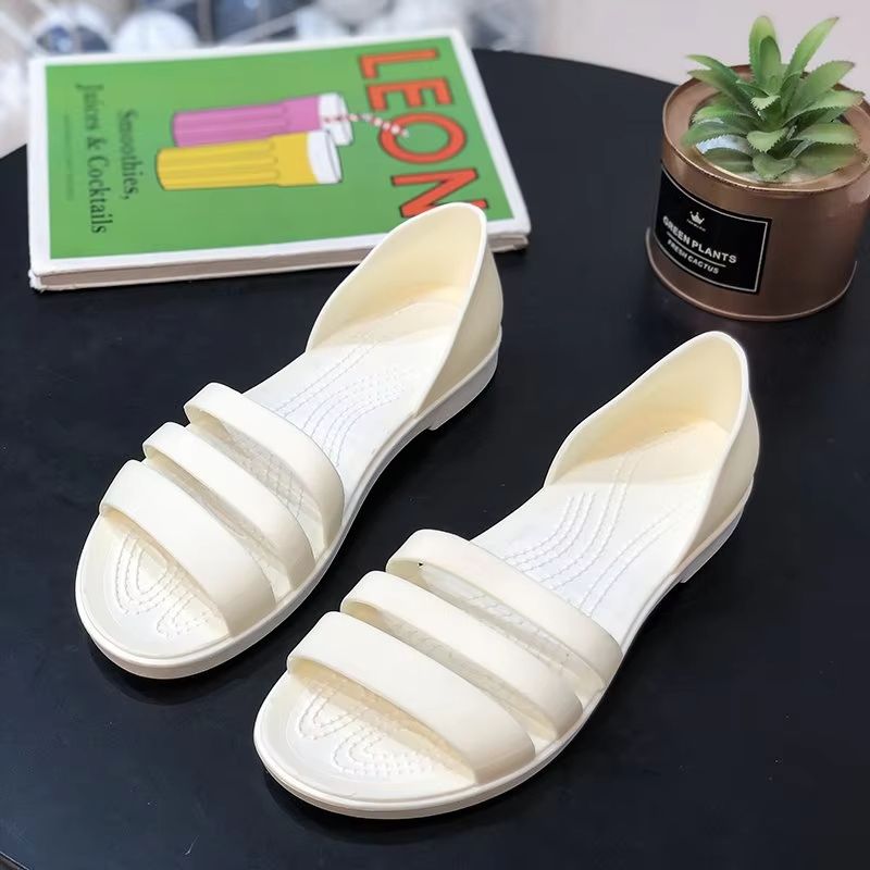 Womens Candy Color Peep Toe Summer Sandals Comfortable Outdoor Flat Shoes 4