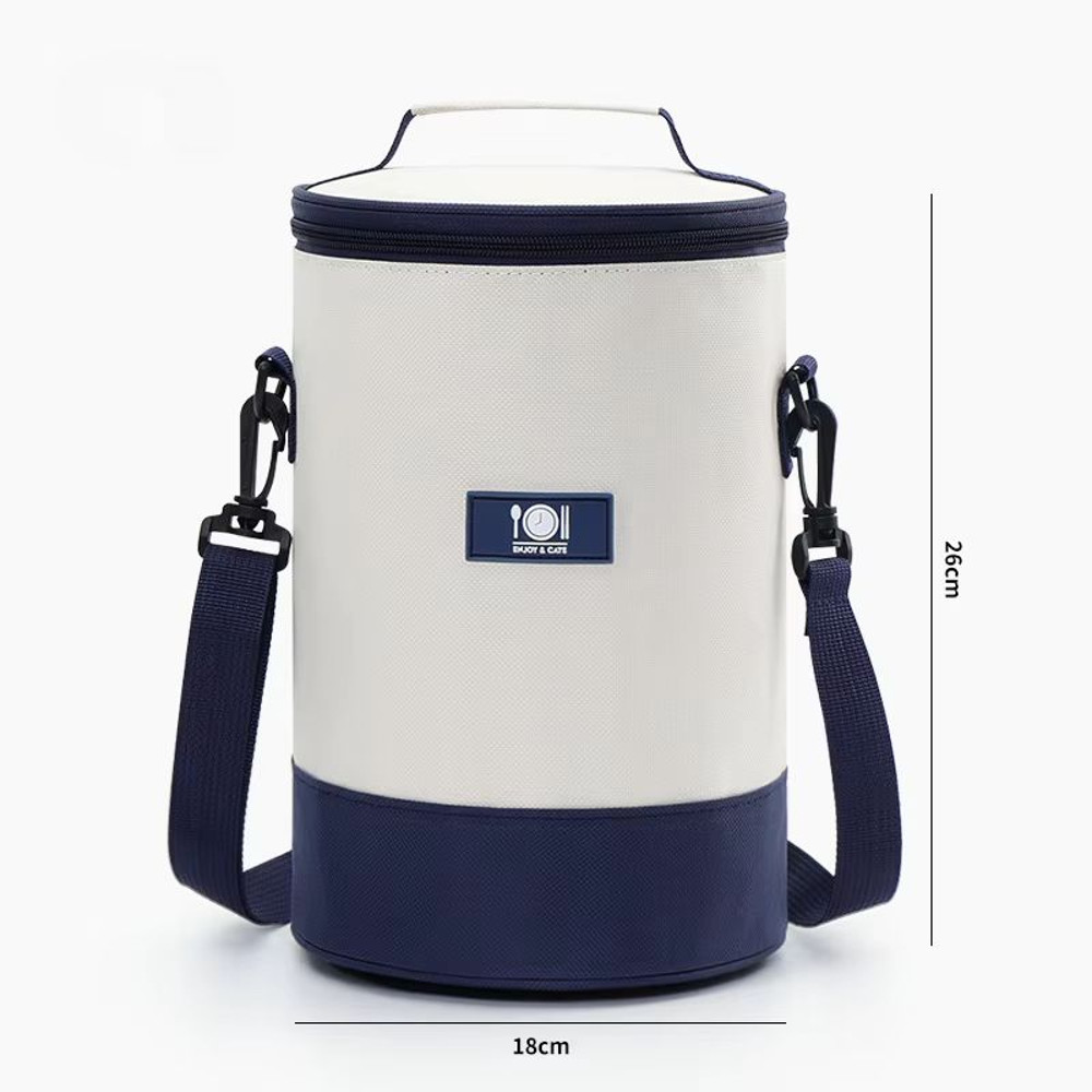 Circular Oxford Thermal Lunch Tote Insulated Round Meal Bag With Aluminum Foil Lining For Office 7