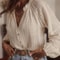 AYUALIN Vintage Hollow Out Lace Blouse Elegant Long Sleeve Boho Beach Top For Women 2