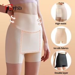 flarixa high waist ice silk safety shorts – double layer traceless protective underwear for women