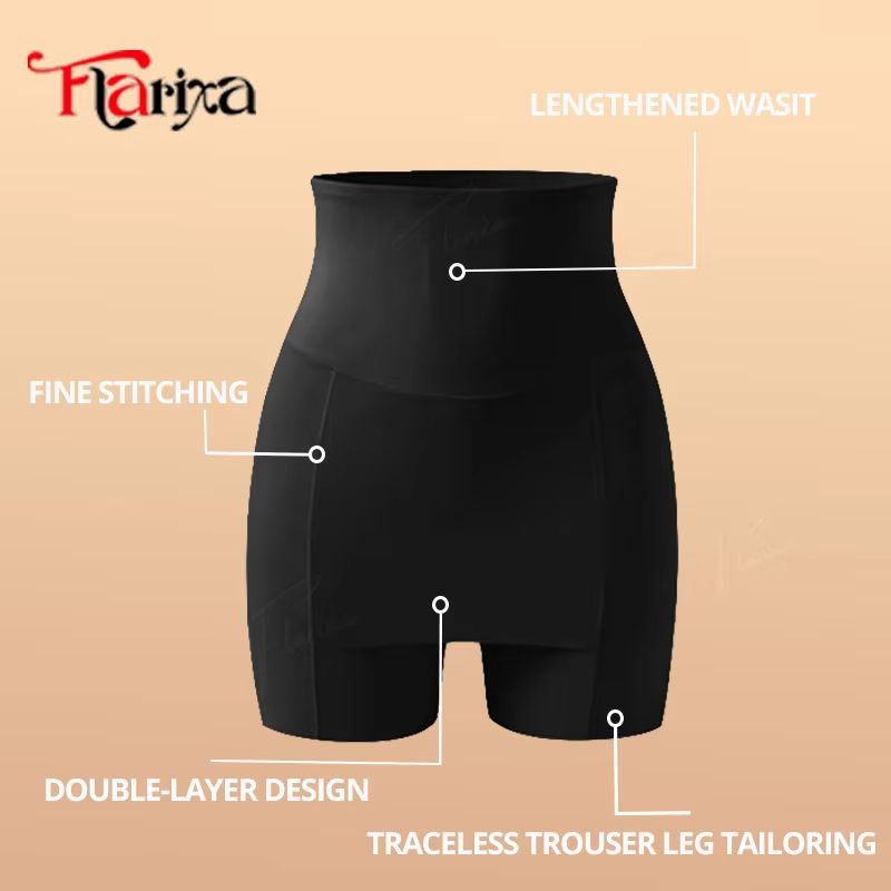 Flarixa High Waist Ice Silk Safety Shorts Double Layer Traceless Protective Underwear For Women 4