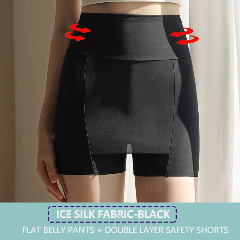 Flarixa High Waist Ice Silk Safety Shorts Double Layer Traceless Protective Underwear For Women 7